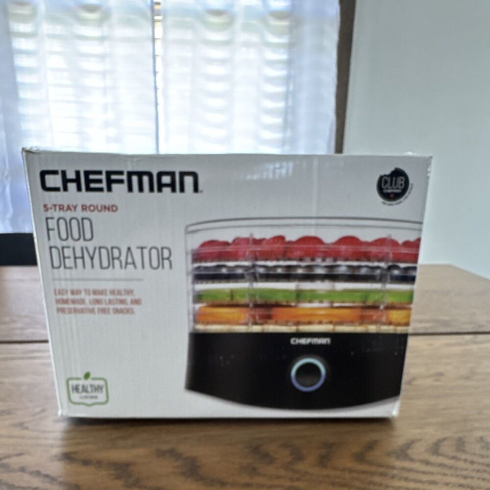Chefman 5-Tray Round Food Dehydrator RJ43-5-RO Clear Black Plastic